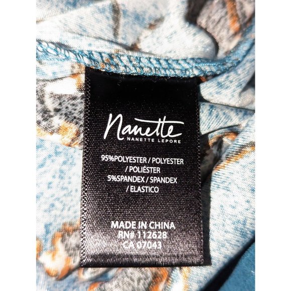 Nanette Lepore Teal Floral Print Velvet Pullover Sweater Womens Size S - Picture 7 of 8